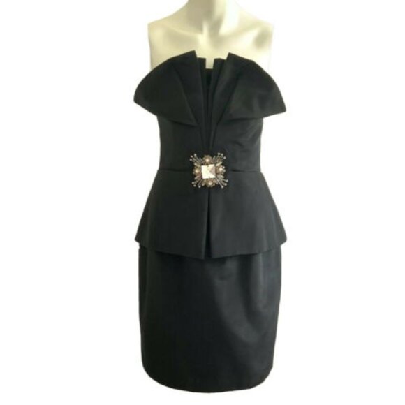 A.B.S Collection by Allen Schwartz Size10 Strapless Black Cocktail - Picture 1 of 9